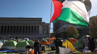 مخيم داعم لفلسطين في حرم جامعة كولومبيا بالولايات المتحدة ـ رويترز
