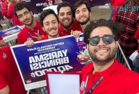  فريق "Braillers" السوري بعد تسلمه جائزة المركز الأول في مهرجان "Teknofest" في العاصمة التركية أنقرة