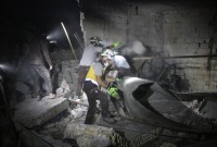 آثار الغارات الروسية على منازل المدنيين في ريف إدلب الجنوبي - 14 تشرين الأول 2023 (الدفاع المدني السوري)