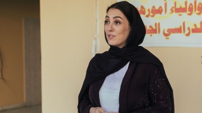 الفنانة السورية كندة علوش من كواليس تصوير فيلم "الحافلة الصفراء"