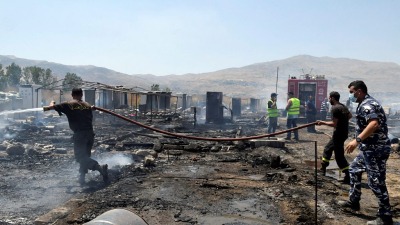 حريق التهم مخيما للاجئين السوريين في لبنان، 2017 ـ إنترنت