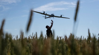  Ukrainian serviceman launches a mid-range