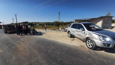 حادث سير وقع على المدخل الغربي لمدينة اعزاز شمالي حلب – 6 حزيران 2024 (الدفاع المدني السوري)